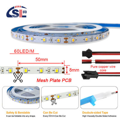 12V 60leds/m 6000K-6500K SMD 2835 Blanc rétroéclairage à LED adressable