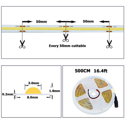 3- haute luminosité COB LED Strip Light 480leds 8mm10mm 3000K4000K6500K chaud naturel blanc