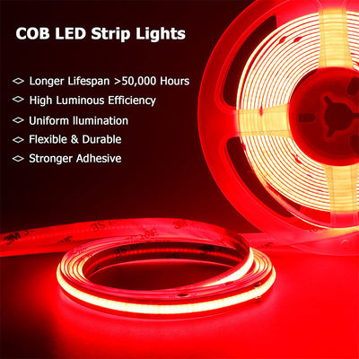 COB LED Strip Light IP20 8mm 12V24V 480leds rouge pour la décoration intérieure et extérieure