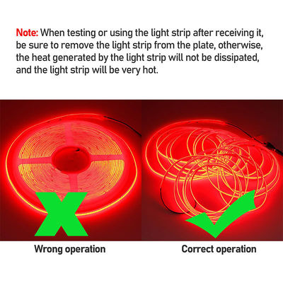 COB LED Strip Light IP20 8mm 12V24V 480leds rouge pour la décoration intérieure et extérieure