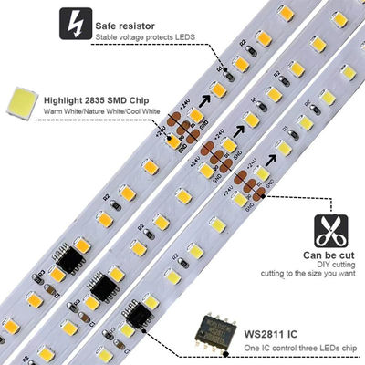 12v24v 8mm 120leds 4000K électroplate naturelle SMD2835 lumière à bande LED avec Dimmer