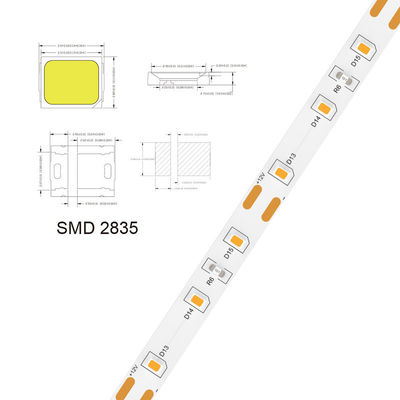 5V 8mm 320LEDs 4000K IP65 1cm Une plaque électroplate imperméable à l'eau COB Flexible LED Strip Light