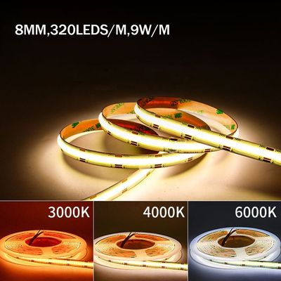 IP20 DC12V24V 8mm10mm Largeur 480Leds 3000K4000K6500K Flexible COB LED Strip Light pour la décoration extérieure et intérieure