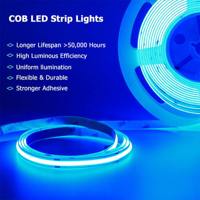 CE LVD EMC ROHS FCC REACH ERP2.0 certifié Lumière à bande LED COB bleu glace de 8 mm de largeur