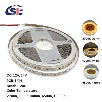 Lumière LED résidentielle DC12V 24V SMD2835 PCB électroplate 120Ds 8mm Ra 80 3000K