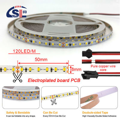 Lumière LED résidentielle DC12V 24V SMD2835 PCB électroplate 120Ds 8mm Ra 80 3000K