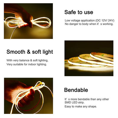100lm/w haute luminosité IP20 8mm 480Leds COB LED Strip Light pour le salon de la cuisine