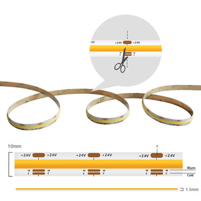 DC12V24V 8mm10mm 576leds 3000K 6500K CCT COB Led Strip Light pour le meuble de rétroéclairage de télévision