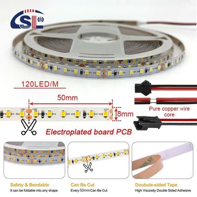 DC12V 24V SMD2835 PCB électroplate 120Ds 8mm Ra 80 4000K LED Light Strip pour le ménage