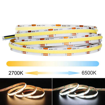 Personnalisation imperméable à l'eau DC12V24V 8mm10mm Largeur 3000K 6500K CCT COB LED Strip Light