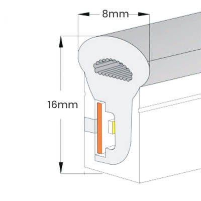Top Bending Warm White Neon Flex DC 12V IP65 étanche à l'eau 8x16mm 120 LED/M Paquet complet