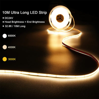 4000K COB Flexible LED Strip 480Leds 8mm10mm Largeur pour l'éclairage de la cuisine de chambre à coucher