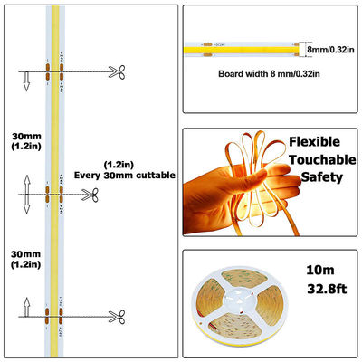 4000K COB Flexible LED Strip 480Leds 8mm10mm Largeur pour l'éclairage de la cuisine de chambre à coucher
