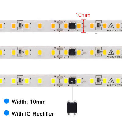 115lm/w 110v220v 8mm 320leds 6500K Blanc CE RoHs Ra80 électroplate flexible SMD2835 lumière à bande LED