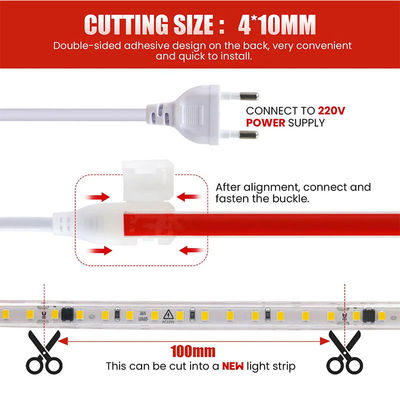 115lm/w 110v220v 8mm 320leds 6500K Blanc CE RoHs Ra80 électroplate flexible SMD2835 lumière à bande LED