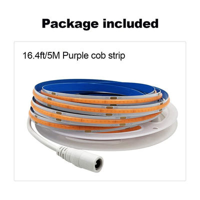 3000K Ra90 Haute densité COB LED à bande LED flexible 12V24V 320leds 8mm largeur violette