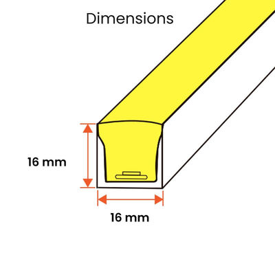 4100K 48V 16x16mm Forme plate courbure verticale IP65 LED étanche au néon Flex 3000K