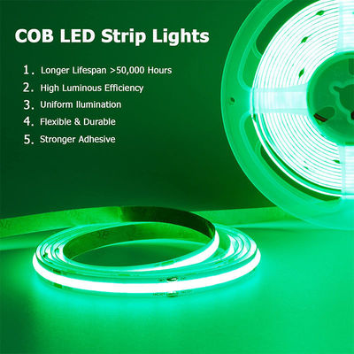 DC12V24V 480LEDs Ra90 8mm10mm Largeur vert flexible COB LED Strip lumière pour l'éclairage