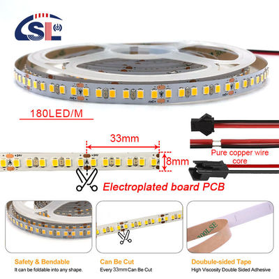 IP20 4100K 180LEDS/M 24v SMD 2835 LED Strip Light pour la décoration en blanc naturel