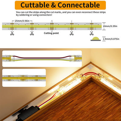 8mm10mm 320Leds chaud naturel blanc flexible COB LED Strip Light pour la décoration de l'hôtel