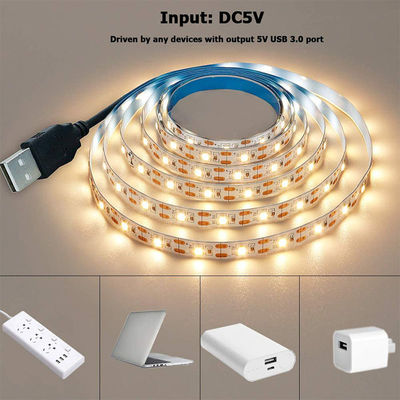 3- 120° Angle du faisceau 5v 120leds 8mm 4000K naturel Une lumière une coupe SMD2835 LED Strip Light