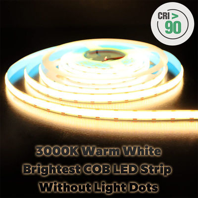 2- DC12V24V 8mm 320Leds 3000K chaud COB LED Strip Light pour le cabinet décoration de l'éclairage de la cuisine chambre à coucher