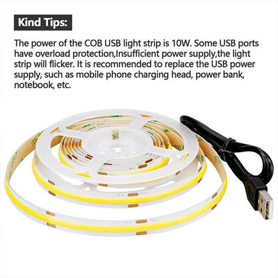 Hôtel 5V 8mm 320leds 4000K Naturel 1cm une coupe IP65 étanche à l'eau électroplate flexible COB LED Strip Light