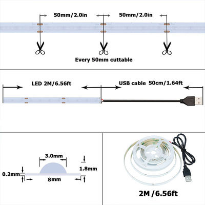 320 leds 8 mm Bleue flexible COB LED Strip Light pour la décoration intérieure et extérieure -20 60C