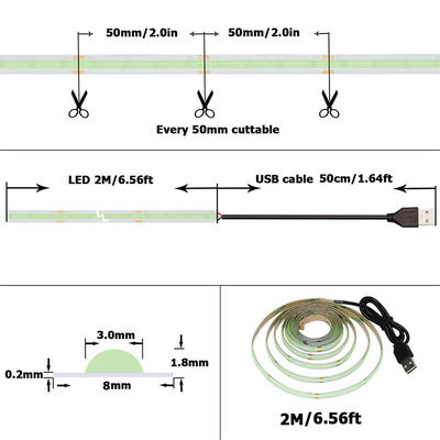 12v24v 8mm 320leds Ice-Blue flexible COB LED Strip Light pour l'éclairage et la conception de circuits