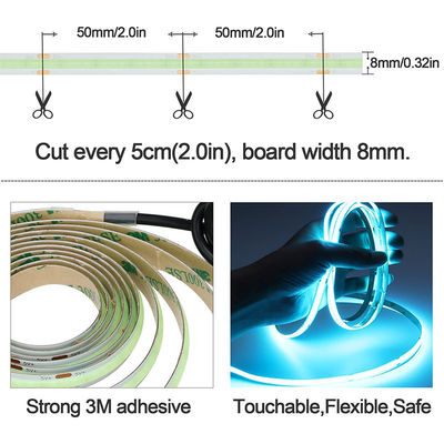 12v24v 8mm 320leds Ice-Blue flexible COB LED Strip Light pour l'éclairage et la conception de circuits