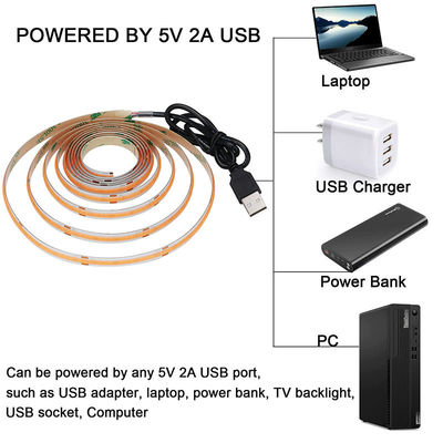 Mode de commande Wifi 12v24v 8mm 320leds violet haute luminosité COB LED Strip Light 0,06kg