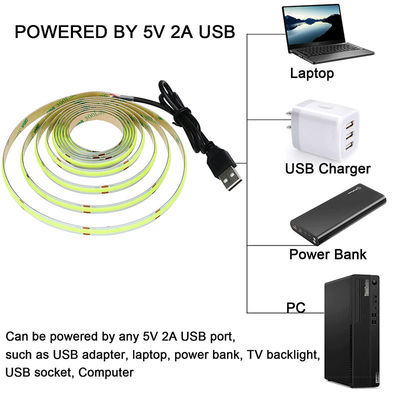 Green COB LED Strip Light 8mm 320leds 12v24v pour une longue durée de vie extérieure et intérieure