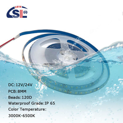Des cordes légères avec indice de rendu des couleurs Ra 80 5M/R DC12V 8MM 120 perles 10W/M 6500k