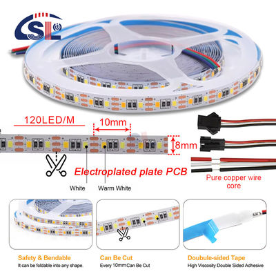 Température de couleur réglable LED Strip Light 120 LED/m Double couleur 8MM Non étanche