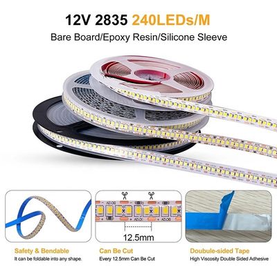 IP67 étanche 12V 24V bande LED Blanc chaud Blanc 2835 120LED/m pour le jardin extérieur