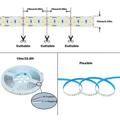 8 mm 240 leds 6500K Plaque de découpe à la matrice flexible blanche SMD2835 LED Strip Light 12V24V