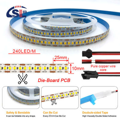 DC12V/24V 10mm 240led 2835 SMD LED Strips Flexible Coupable bande lumineuse avec atténuateur