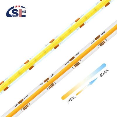 Lumière à bande flexible 576 LED/m 12V 24V DC 2 fils CCT COB Strip Light pour projets d'éclairage