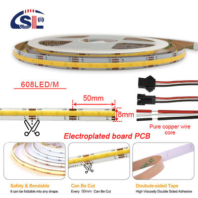 Énergie économe 608 LED FOB COB Flexible LED Strip Light avec tension d'entrée DC 12V 24V