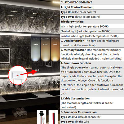 AC220V 1A 12W Smart Mirror Touch Sensor Dimmer Controller Commutateur pour salle de bain Salon de l' hôtel