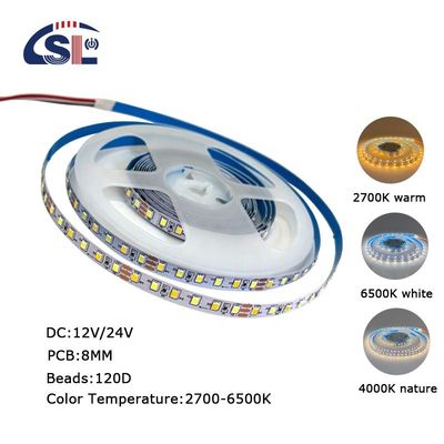 4000K CCT 8mm Largeur LED Flexible Strip Light 12V 120leds / m pour une solution d'éclairage à domicile