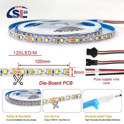 4000K CCT 8mm Largeur LED Flexible Strip Light 12V 120leds / m pour une solution d'éclairage à domicile