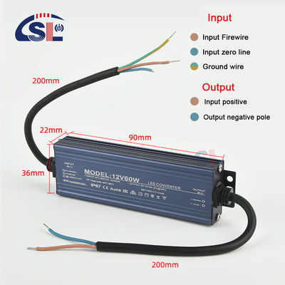 Transformateur lumineux LED à tension d'entrée de 24 V IP67 étanche pour l'extérieur 60W 200W 400W 500W