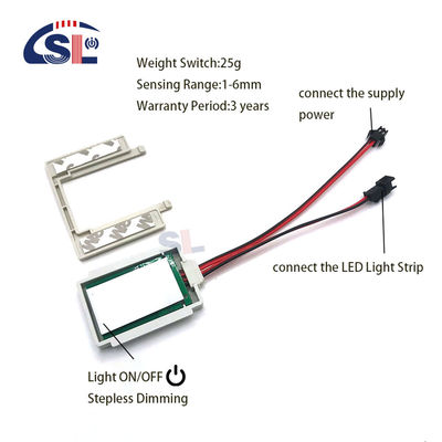 Commutateur de capteur tactile mono/trois couleurs allumé/éteint pour l'éclairage LED des miroirs de salle de bain