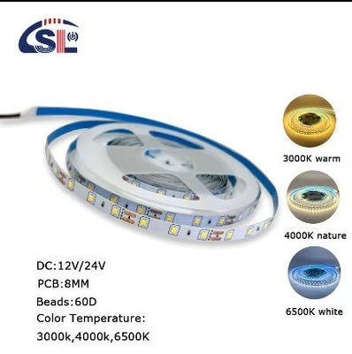 DC12V SMD2835 60D 8mm 1100-1200LM 12000K Ra70 Plaque de découpe sous pression Lumineuses LED pour miroirs intelligents