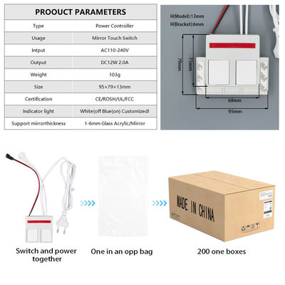 110V 240VAC 12W24W Réflecteur de l'éclairage tactile LED mono/trois couleurs avec 2 touches