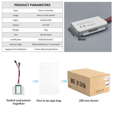 110V 240VAC Contrôleur de lumière à bande LED Touch Button Switch pour miroir intelligent