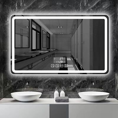 Décoration de salle de bain hôtel maison Grands miroirs de salle de bain ovales avec écran tactile et lumières LED
