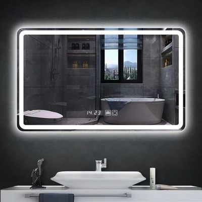 Miroir de salle de bains LED à mur carré avec lumières 3000-6000K antibrouillard