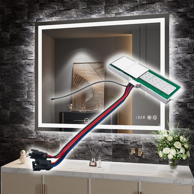 Détecteur de brouillard de miroir à LED avec affichage de température et de temps Capteur tactile Commutateur de gradation sans pas 5A 60W